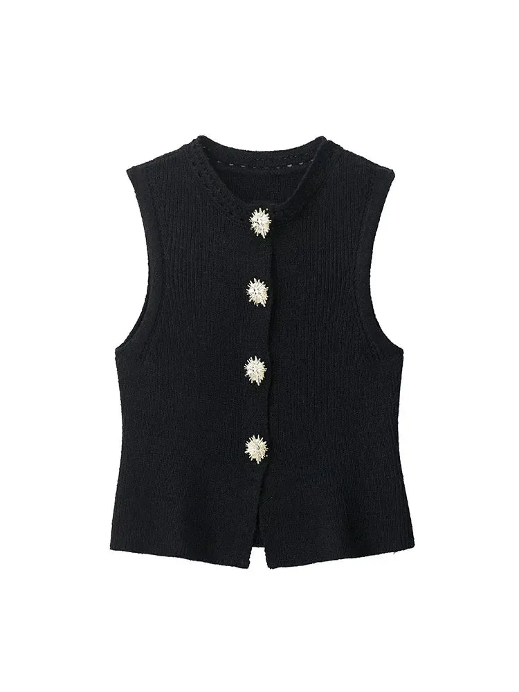 T-line as picture 1 / S Autumn Women's Sleeveless Sweater Vests For Women , Knitted, Button (2 weeks delivery)