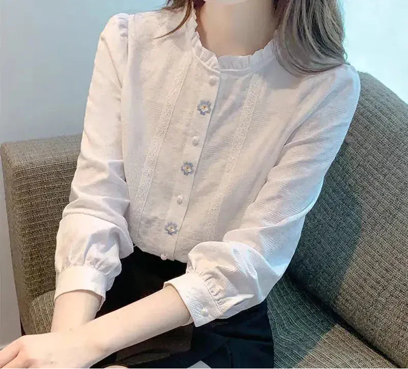 T-line Long Sleeve Shirt Elegant Style Blouse (5 - 10 work days free delivery)