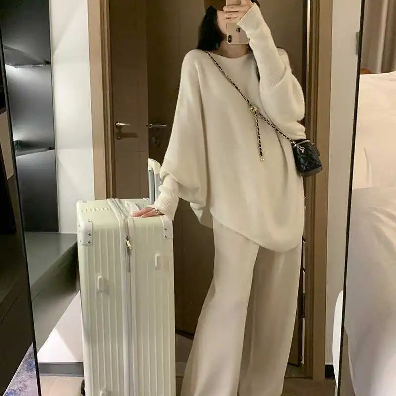 T-line Off White / S Autumn / Winter , One-length , Loose Women, Thickened, Mid-length, Knitted Base sweater, pullover (2 weeks delivery) Sweater