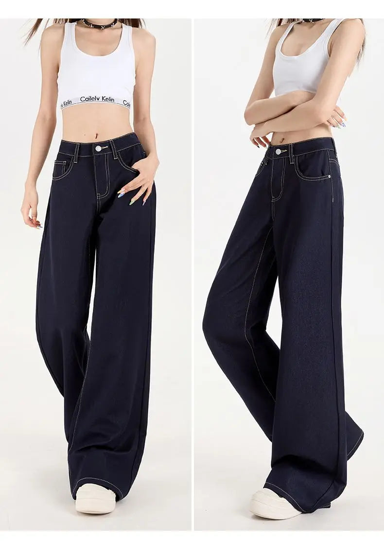 T-line Women's Wide Leg, Jeans Solid Baggy, Straight Leg, Denim, Waist (2 weeks delivery)