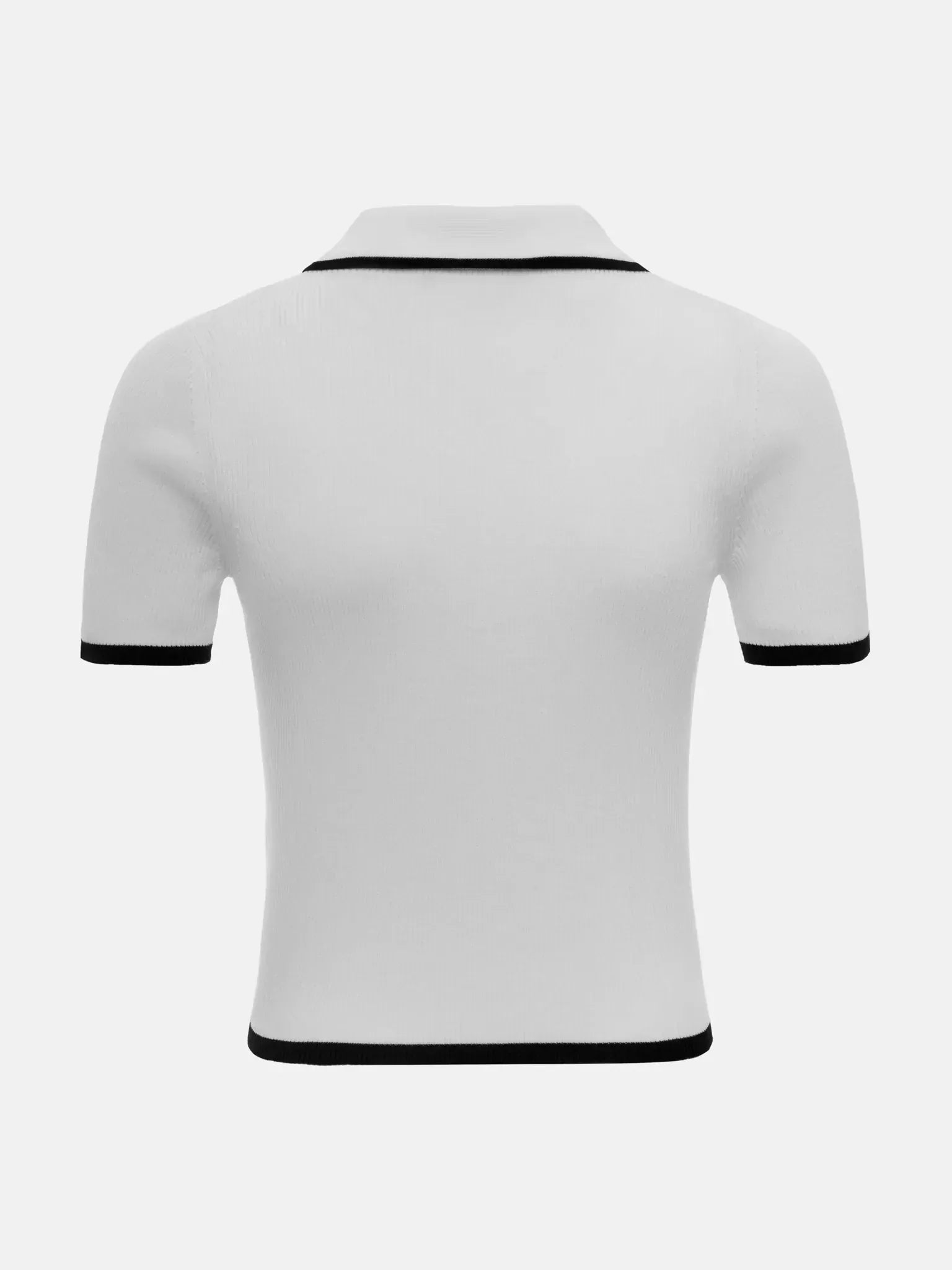 T-line Talenza Women's Knitted Pullover Fashion Short Sleeve Patchwork Sweater Top Elegant Slim Contrast Lapel Knitted Pullover Top