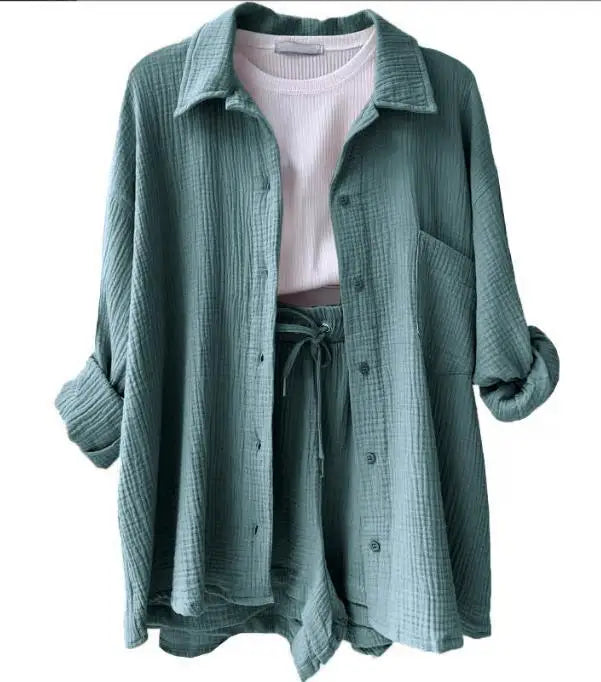 Multi Color Loose Short Pants and shirt Sets For Women ,  Summer Women's Two Pieces Suit  (5 - 10 work days free delivery)