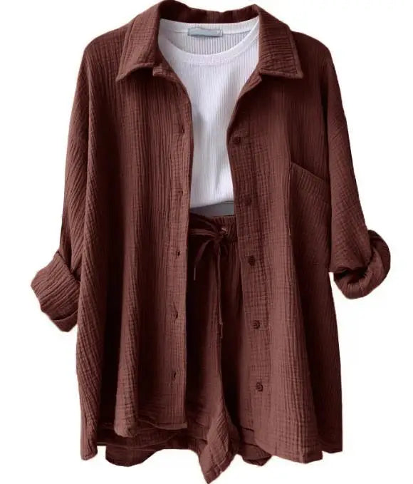 Multi Color Loose Short Pants and shirt Sets For Women ,  Summer Women's Two Pieces Suit  (5 - 10 work days free delivery)