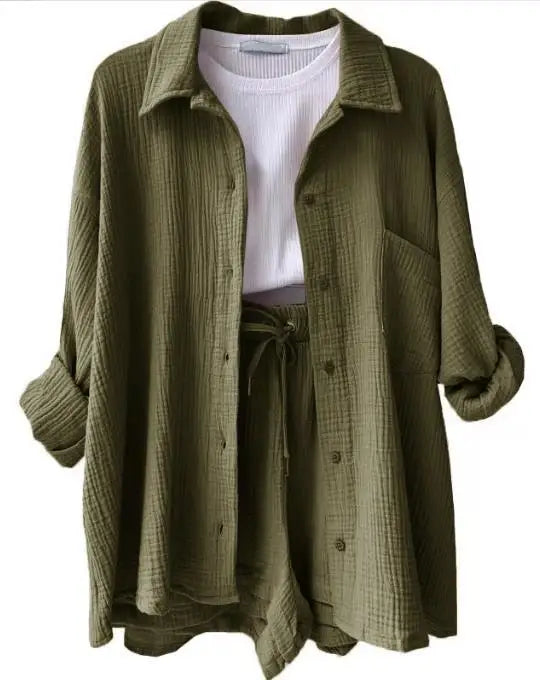 Multi Color Loose Short Pants and shirt Sets For Women ,  Summer Women's Two Pieces Suit  (5 - 10 work days free delivery)