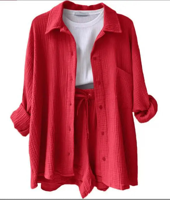 Multi Color Loose Short Pants and shirt Sets For Women ,  Summer Women's Two Pieces Suit  (5 - 10 work days free delivery)