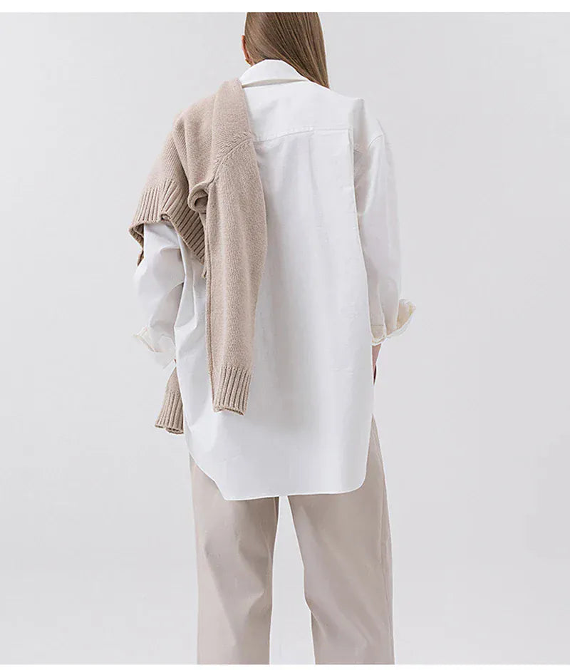 T-line 100% Cotton Women's Shirt, Solid Color, Button, Turn-Down Collar, Long-Sleeved (2 weeks delivery)