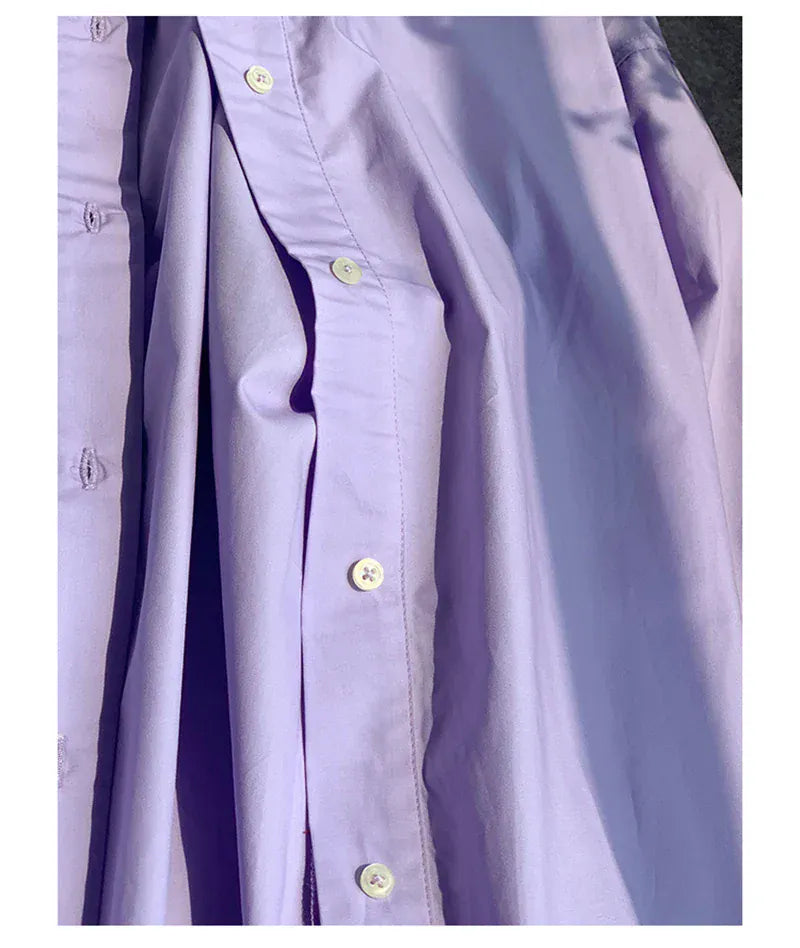 T-line 100% Cotton Women's Shirt, Solid Color, Button, Turn-Down Collar, Long-Sleeved (2 weeks delivery)