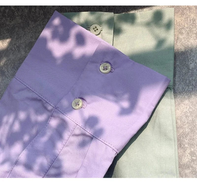 T-line 100% Cotton Women's Shirt, Solid Color, Button, Turn-Down Collar, Long-Sleeved (2 weeks delivery)