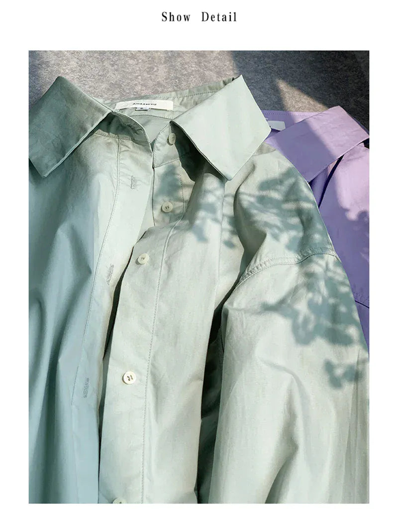 T-line 100% Cotton Women's Shirt, Solid Color, Button, Turn-Down Collar, Long-Sleeved (2 weeks delivery)