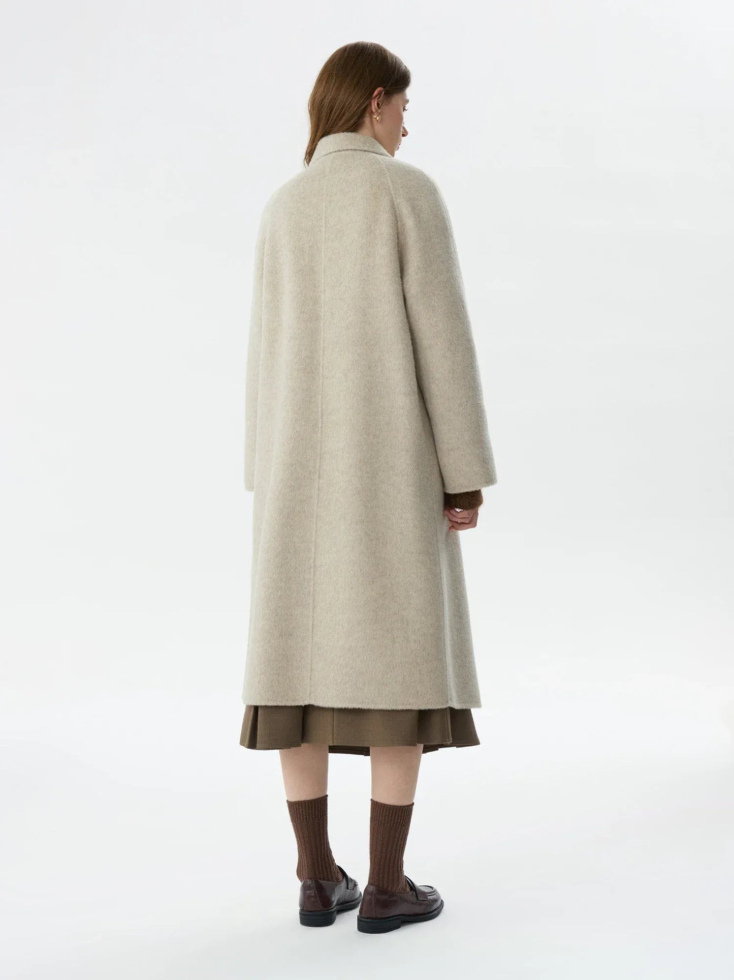 T-line 100% Wool Retro  Raglan Sleeve Coat For Women, Long Coat (2 weeks delivery)