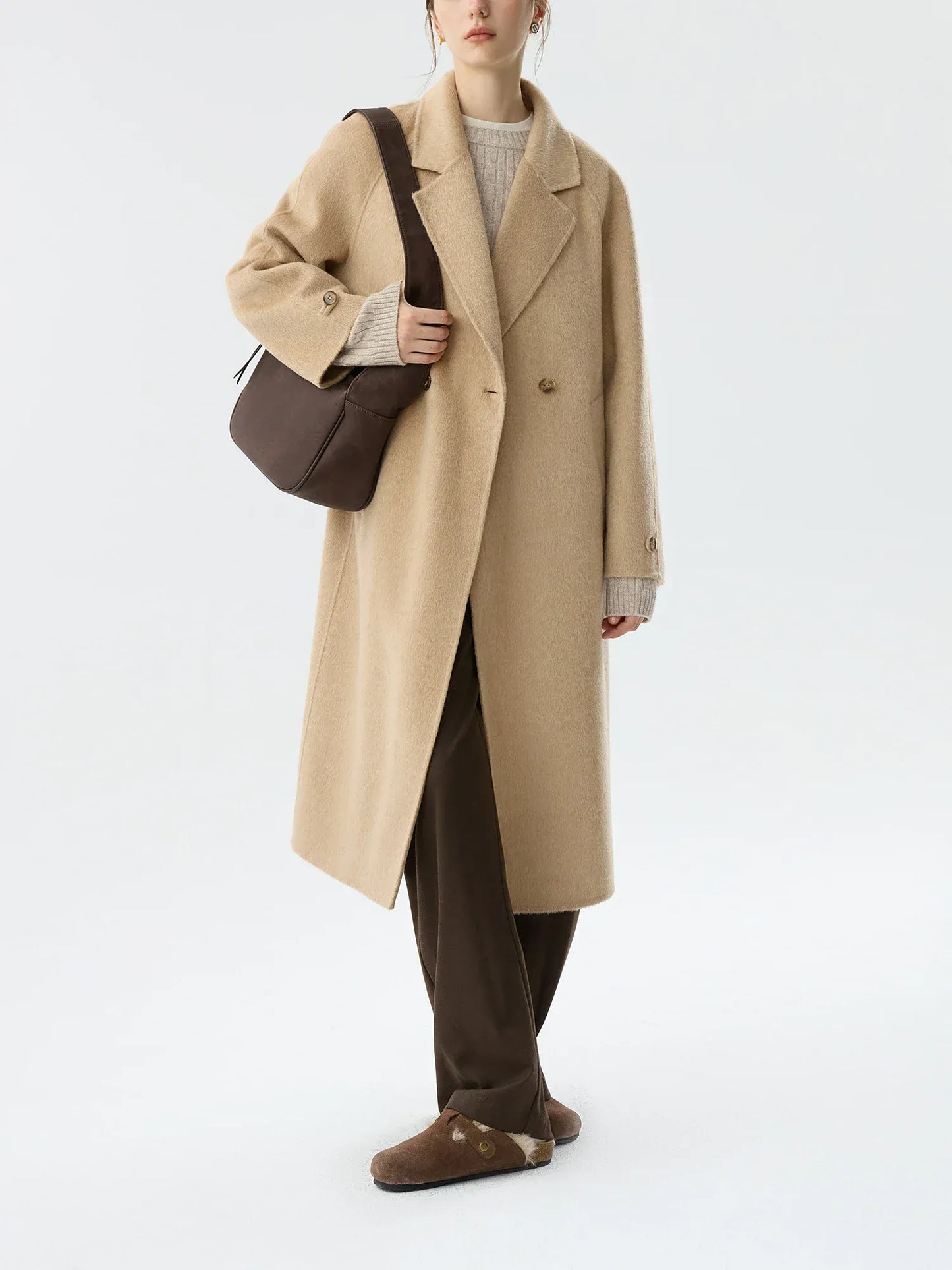 T-line 100% Wool Retro  Raglan Sleeve Coat For Women, Long Coat (2 weeks delivery)