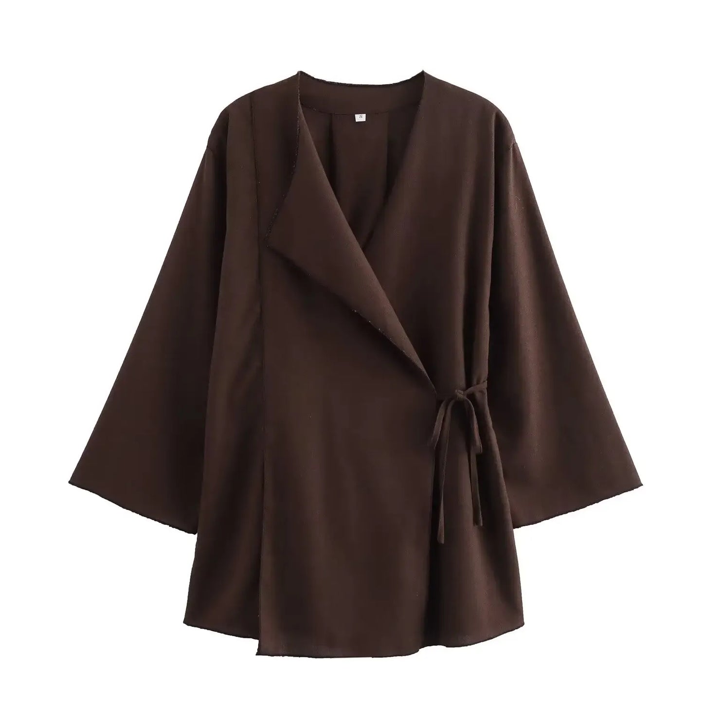 T-line 2 Pieces Sets,  Women Kimono Style suit,  Loose Lace Up Shirts Tops Women's Wide Leg Pants Sets (2 weeks delivery)