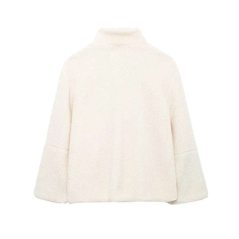 T-line 7 Color Autumn Winter  Faux  Fur  women Jacket , Loose Lamb Wool,  High Neck Woolen Coat Warm Overcoat  (2 weeks delivery)