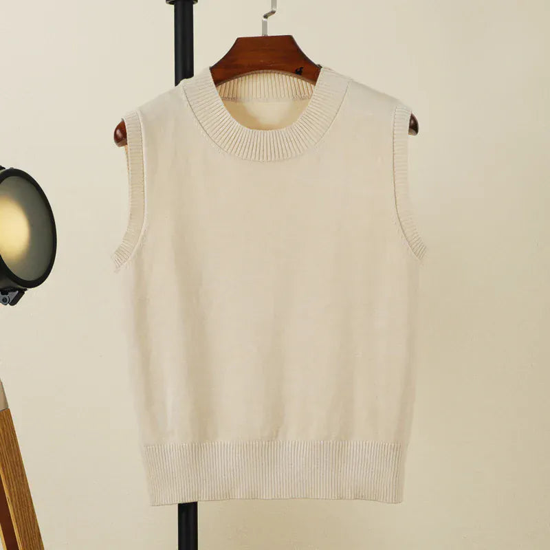 T-line Apricot / S / CHINA Tops Female Vest, sleeveless Sweaters Pullover , Women, Warm, Knitted (5 - 10 free delivery)