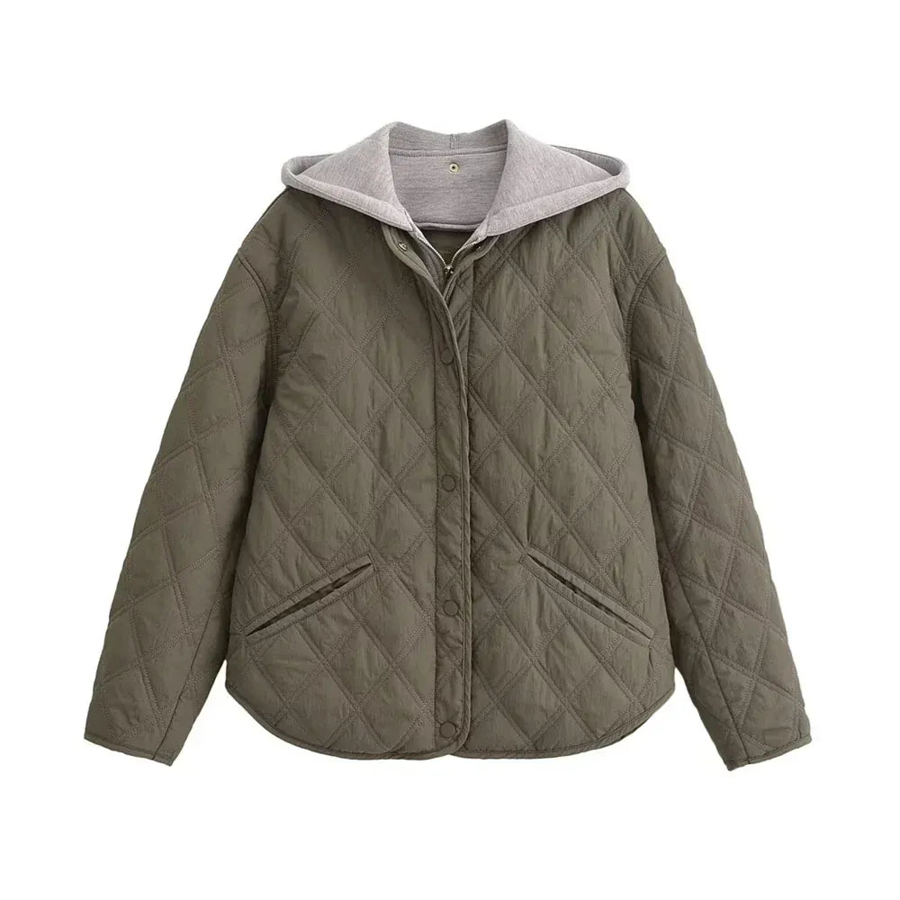 T-line Army Green / L Autumn/Winter New Product Fashion Casual Women's Round Neck Loose Long Sleeve Hooded Jacket Top(2 weeks delivery)