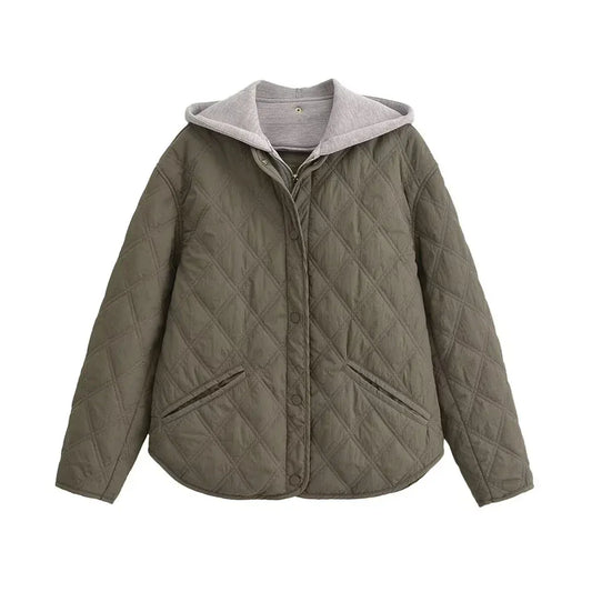 T-line Army Green / L Autumn/Winter New Product Fashion Casual Women's Round Neck Loose Long Sleeve Hooded Jacket Top(2 weeks delivery)