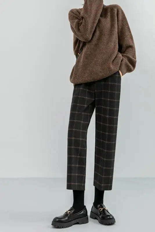 T-line as pic / M Autumn / Winter Woolen Pants For Women, High Waist, Slim Plaid Pants, Thicken Warm, Women Trousers (2 weeks delivery)