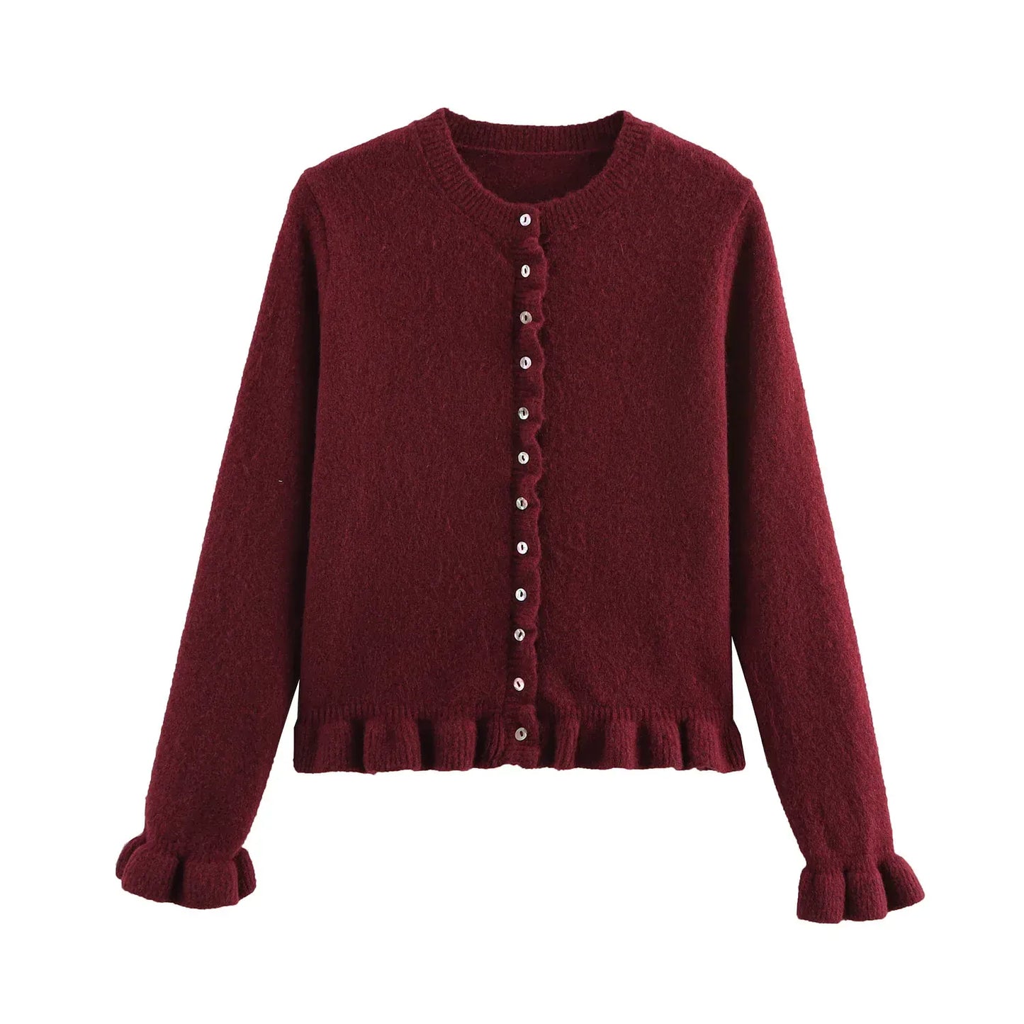 T-line As Picture 2 / M Women Fall Elegant Knit Cardigan Yellow Petal Sleeve Sweater 2025 Autumn Fashion Versatile Sweet Vibrant Sweater Cardigan