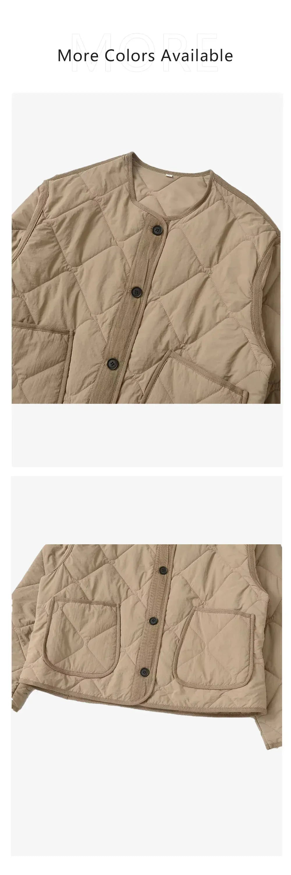 T-line Autumn/Winter  Casual Women's Round Neck, Long Sleeve, Single breasted, Cotton Jacket (2 weeks delivery)