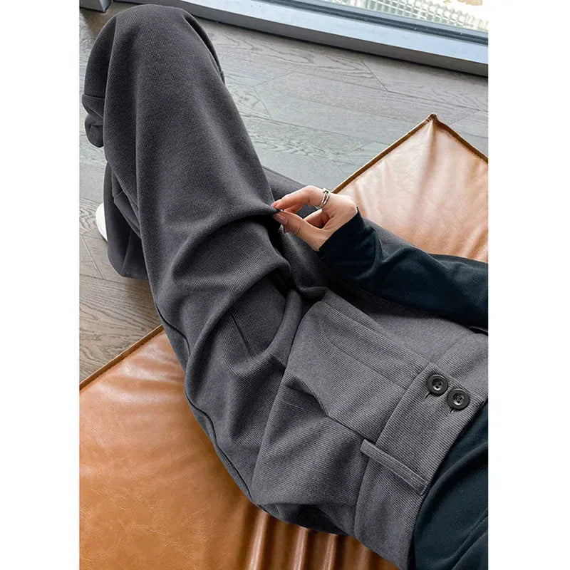 T-line Autumn / Winter Comfortable, Woolen Pants, Female , Straight Leg Trousers, Thicken High Waisted Pants (2 weeks delivery)