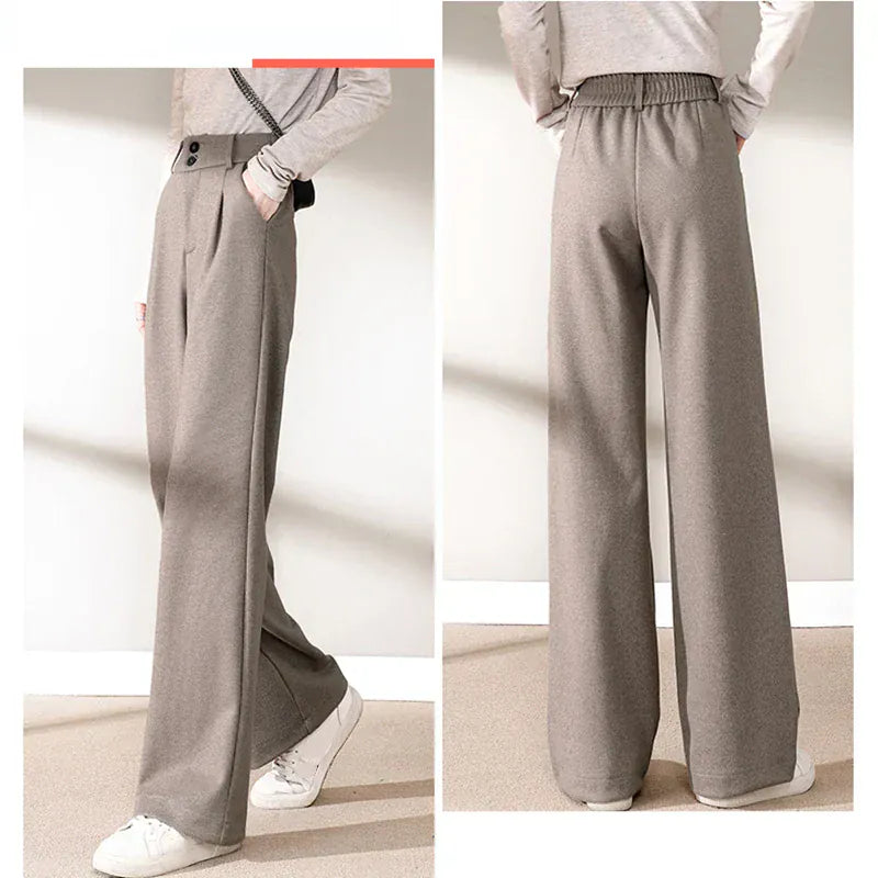 T-line Autumn / Winter Comfortable, Woolen Pants, Female , Straight Leg Trousers, Thicken High Waisted Pants (2 weeks delivery)