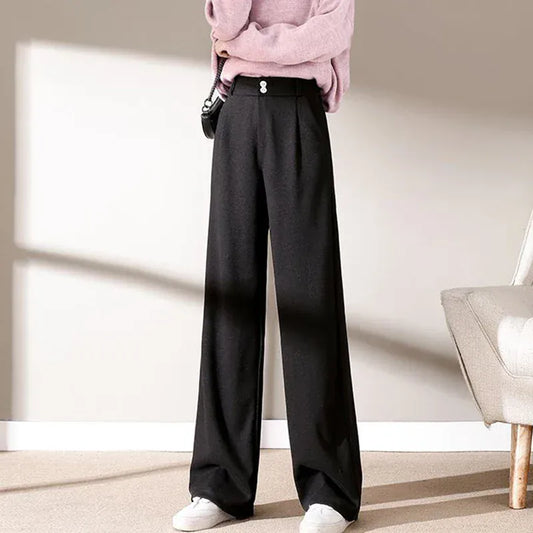 T-line Autumn / Winter Comfortable, Woolen Pants, Female , Straight Leg Trousers, Thicken High Waisted Pants (2 weeks delivery)