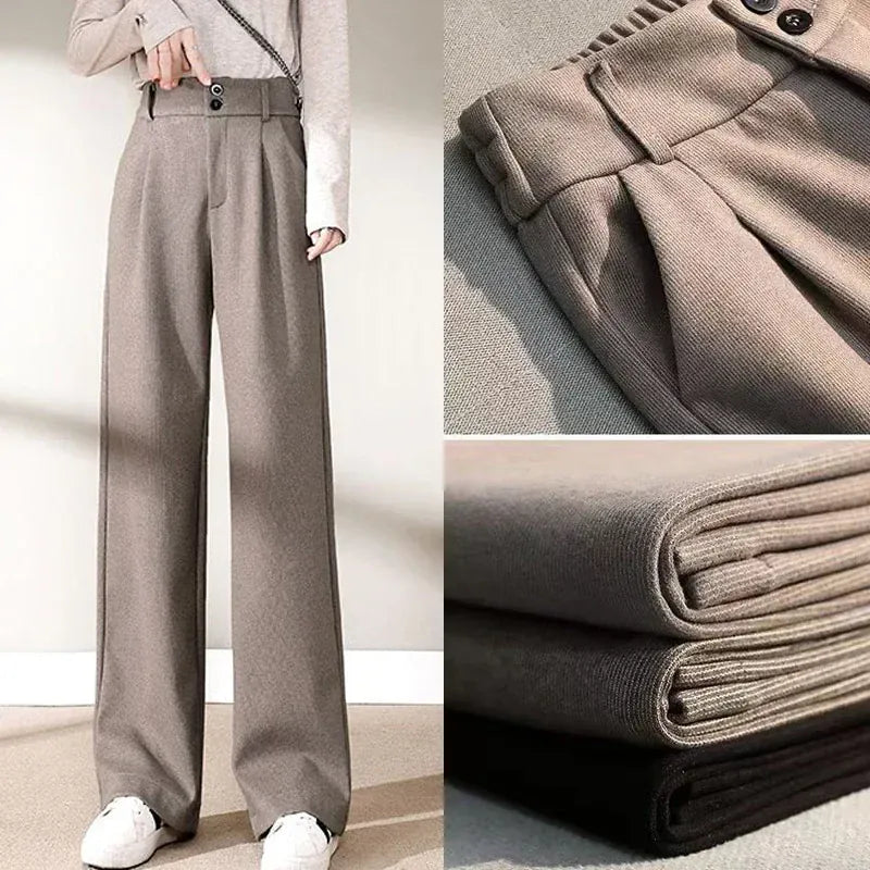 T-line Autumn / Winter Comfortable, Woolen Pants, Female , Straight Leg Trousers, Thicken High Waisted Pants (2 weeks delivery)