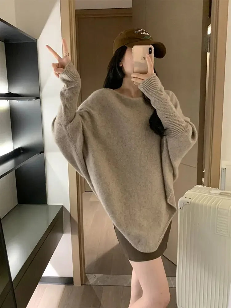 T-line Autumn / Winter , One-length , Loose Women,  Thickened,  Mid-length,  Knitted Base  sweater, pullover (2 weeks delivery) Sweater