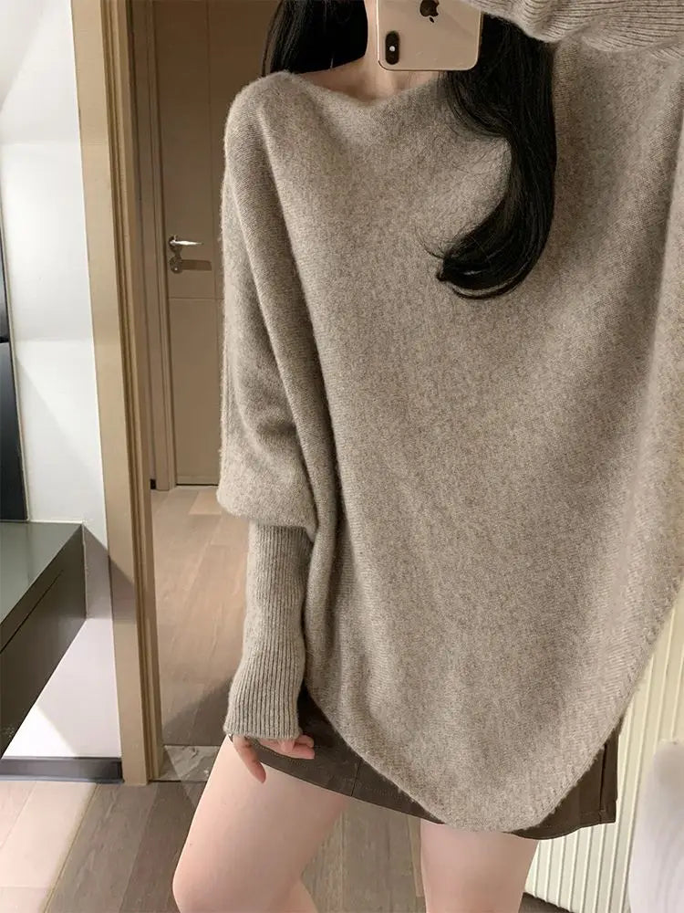 T-line Autumn / Winter , One-length , Loose Women,  Thickened,  Mid-length,  Knitted Base  sweater, pullover (2 weeks delivery) Sweater