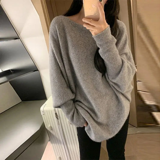 T-line Autumn / Winter , One-length , Loose Women,  Thickened,  Mid-length,  Knitted Base  sweater, pullover (2 weeks delivery) Sweater
