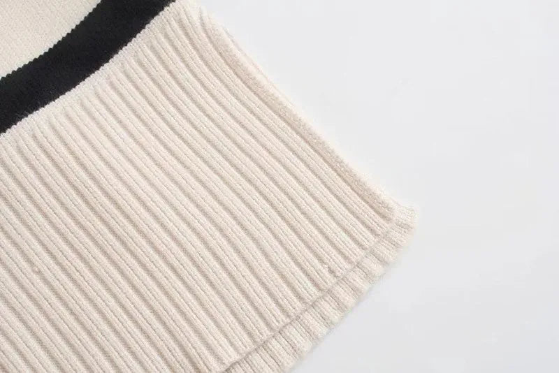 T-line Autumn / Winter Striped Knitted Loose Sweater Women Pullover Tops Long Sleeve O Neck Casual Streetwear  Sweater Female Clothing (2 weeks delivery)