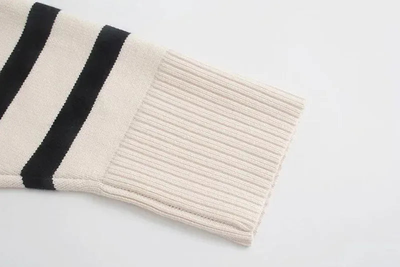 T-line Autumn / Winter Striped Knitted Loose Sweater Women Pullover Tops Long Sleeve O Neck Casual Streetwear  Sweater Female Clothing (2 weeks delivery)