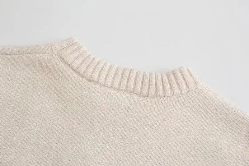 T-line Autumn / Winter Striped Knitted Loose Sweater Women Pullover Tops Long Sleeve O Neck Casual Streetwear  Sweater Female Clothing (2 weeks delivery)