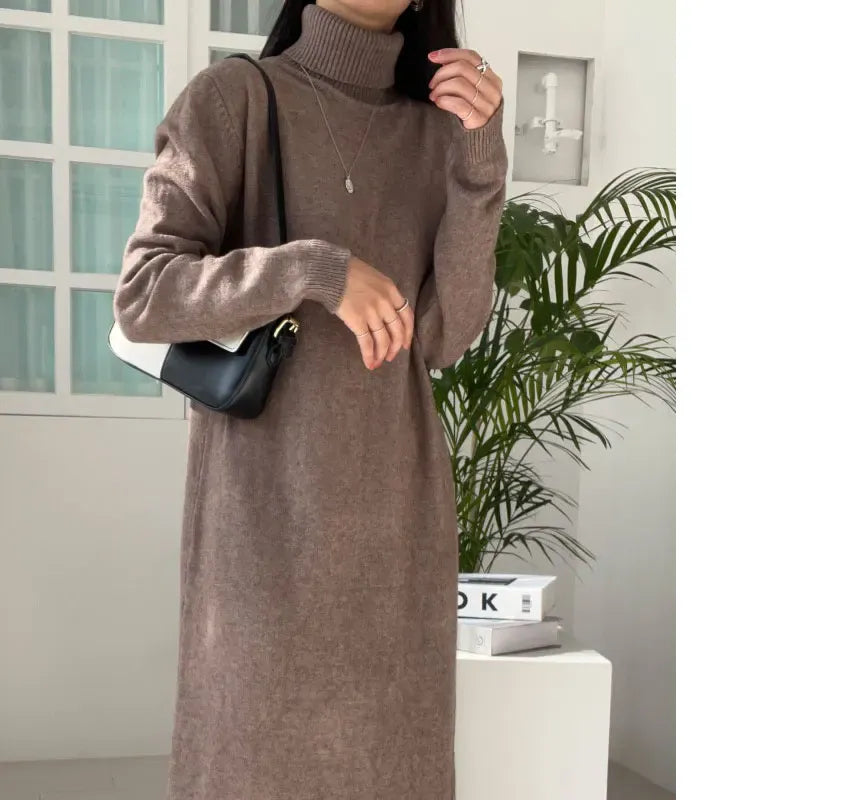 T-line Autumn / Winter Sweater, Dress, Women  Long Sleeve, Thicken Loose Knitted, Long Dresses (2 weeks delivery)