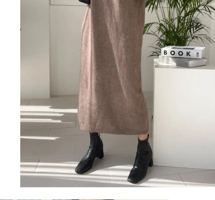 T-line Autumn / Winter Sweater, Dress, Women  Long Sleeve, Thicken Loose Knitted, Long Dresses (2 weeks delivery)