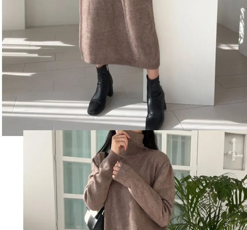 T-line Autumn / Winter Sweater, Dress, Women  Long Sleeve, Thicken Loose Knitted, Long Dresses (2 weeks delivery)