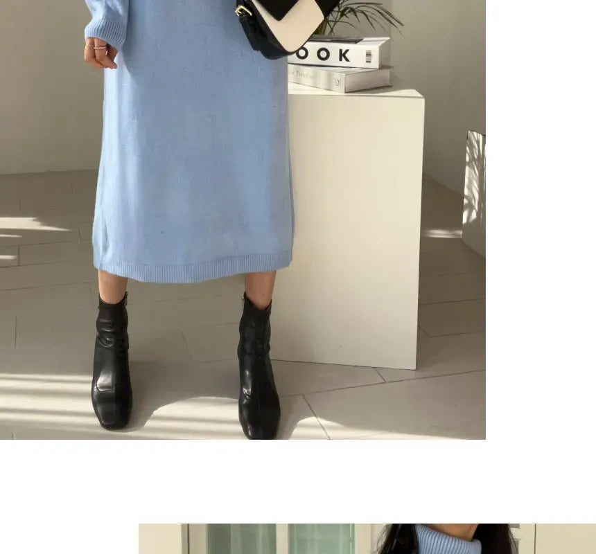 T-line Autumn / Winter Sweater, Dress, Women  Long Sleeve, Thicken Loose Knitted, Long Dresses (2 weeks delivery)