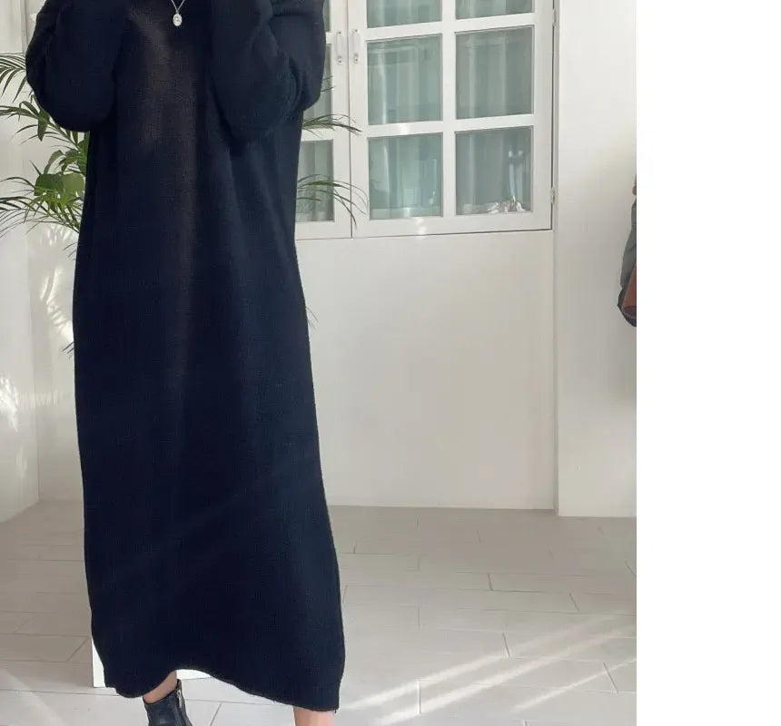T-line Autumn / Winter Sweater, Dress, Women  Long Sleeve, Thicken Loose Knitted, Long Dresses (2 weeks delivery)