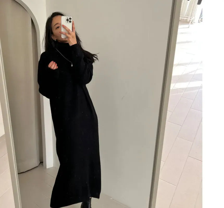 T-line Autumn / Winter Sweater, Dress, Women  Long Sleeve, Thicken Loose Knitted, Long Dresses (2 weeks delivery)