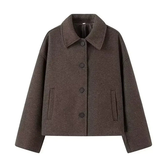 T-line Autumn/Winter Women's Solid Color Loose-Fit  Woolen Jacket , coat (2 weeks delivery)