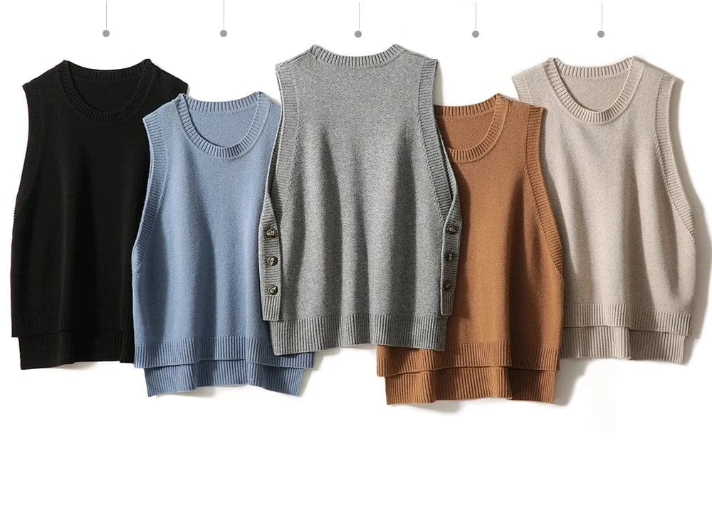 T-line Autumn Winter Women Vest, Knitted, Sweater Sleeveless, Jumper Loose ,O-Neck (2 weeks delivery)