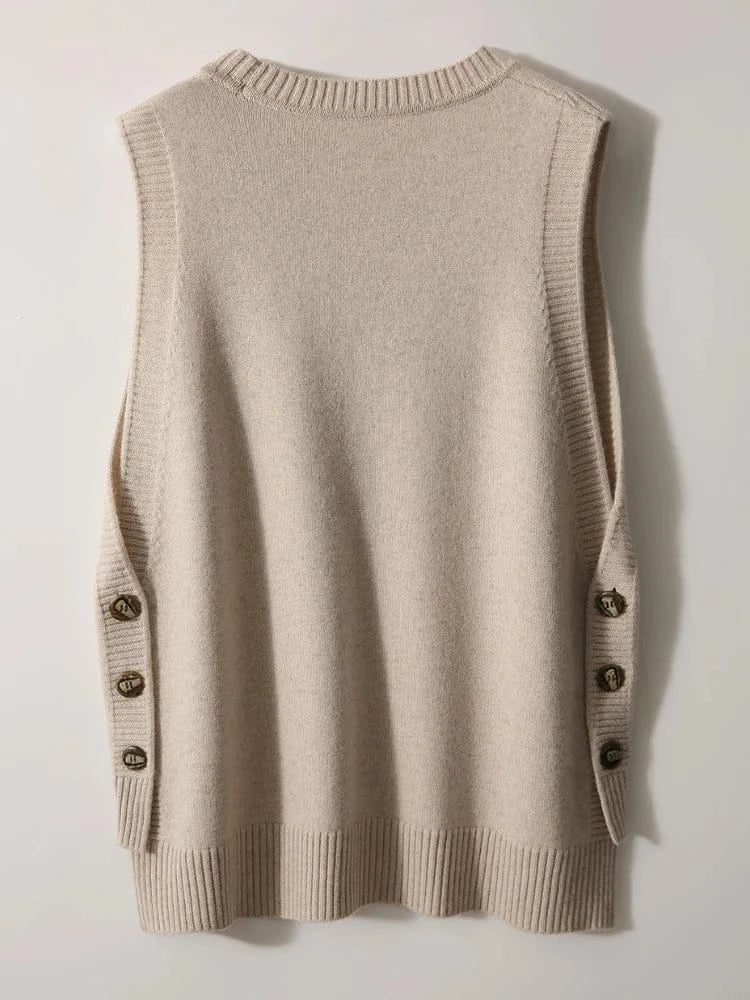 T-line Autumn Winter Women Vest, Knitted, Sweater Sleeveless, Jumper Loose ,O-Neck (2 weeks delivery)