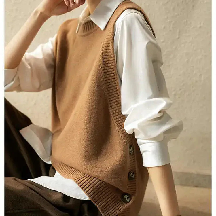 T-line Autumn Winter Women Vest, Knitted, Sweater Sleeveless, Jumper Loose ,O-Neck (2 weeks delivery)