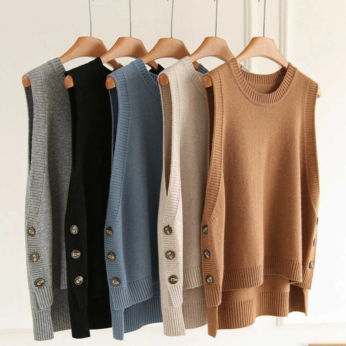 T-line Autumn Winter Women Vest, Knitted, Sweater Sleeveless, Jumper Loose ,O-Neck (2 weeks delivery)