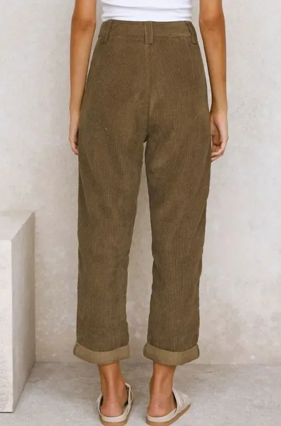 T-line Autumn  Women's High-Waisted  Pants, Solid Color, Loose-Fit, Straight-Leg (2 weeks delivery)