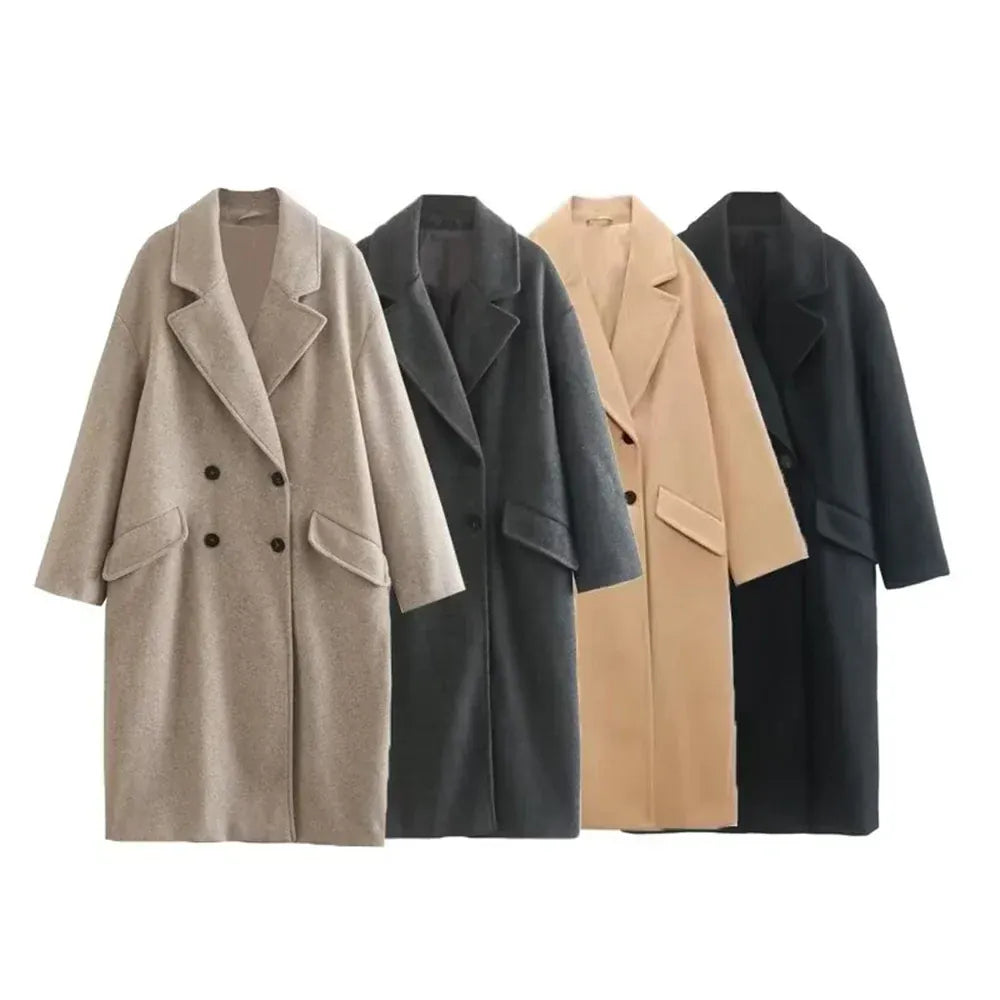 T-line autumn  women's   niche temperament western-style long woolen coat , Jacket(2 weeks delivery)
