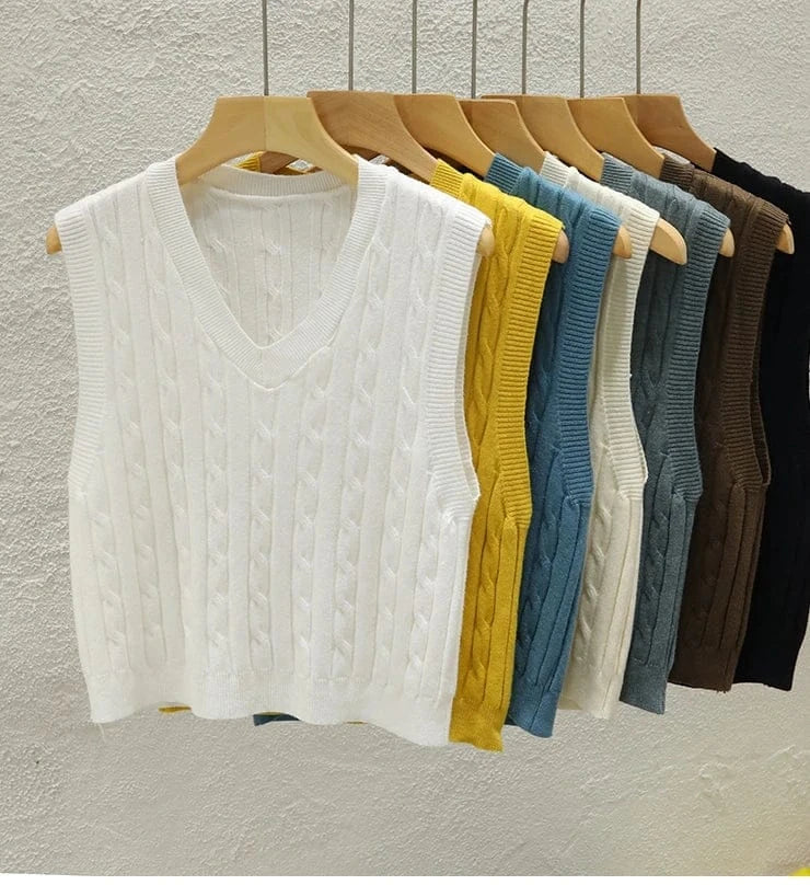 T-line Basic  Striped Chain Elasticity Vests Women,  Autumn Winter Wild Crop Short Tops(2 weeks delivery)