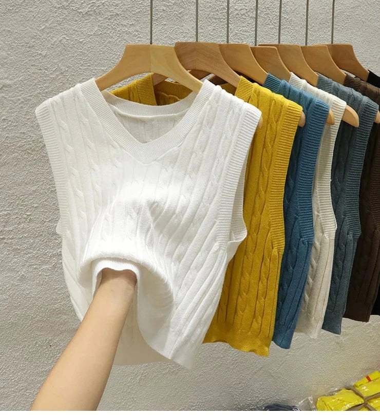 T-line Basic  Striped Chain Elasticity Vests Women,  Autumn Winter Wild Crop Short Tops(2 weeks delivery)