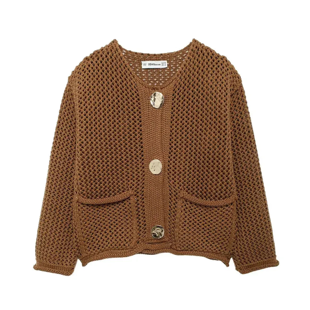 T-line Bbrown / S Autumn / Winter Knitted Cardigans For Women,  Button, Long Sleeve,  Female Sweater / Cardigans / Coat (2 weeks delivery)