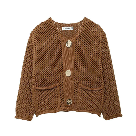 T-line Bbrown / S Autumn / Winter Knitted Cardigans For Women,  Button, Long Sleeve,  Female Sweater / Cardigans / Coat (2 weeks delivery)